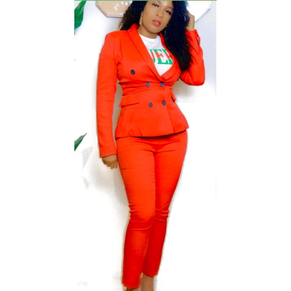 Solid Red blazer set